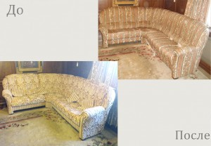Перетяжка дивана до и после фото