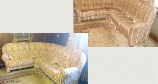 Перетяжка дивана до и после фото